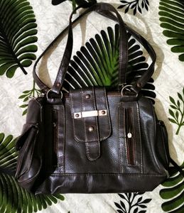 Pure Leather Chocolaty Coloured Hand Bag