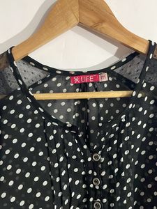 White Doted Black Top