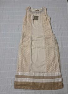 Cream Kurta with Intricate Neckline