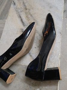 Shiny Black Belly Heels