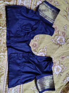 36 size Elegant Navy Blue Silk Blouse
