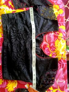 Black Netted  Blouse With Red Piping