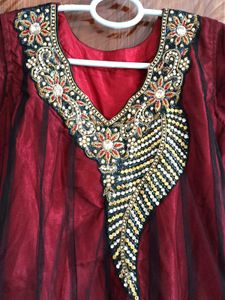 Designer Maroon &amp; Black Lehenga Choli