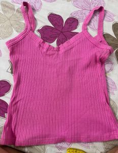 Bright Pink Ribbed Crop Top