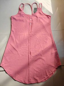 Pink Button-Up Tank Dress