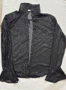 Sparkly Sheer Button-Up Shirt