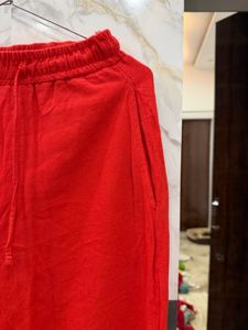 Bright Red Wide-Leg Lounge Pants