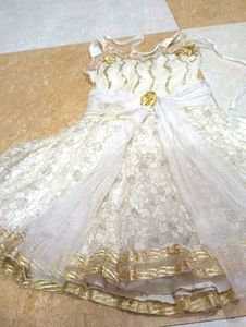 Elegant White &amp; Gold Lehenga Choli