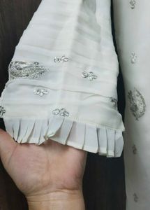Embellished White Kurta with dupatta