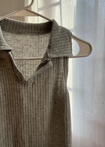 Grey Collar Top