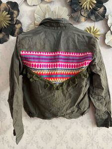 Embroidered Olive Green Jacket