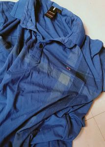 Men's Blue Striped Polo Shirt