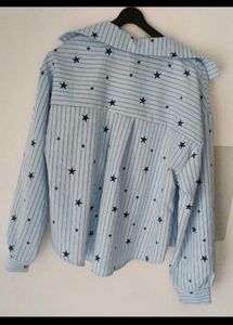 Chic Striped Star Twist Front Top