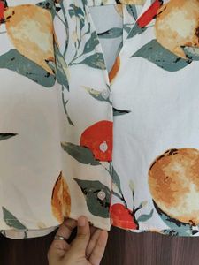 Cute Fruit Print Cropped Shirt