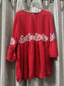 Red Embroidered Top