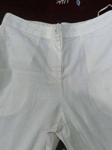 Elegant White Palazzos with Lace Detail