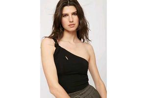65209. Chic One-Shoulder Black Top