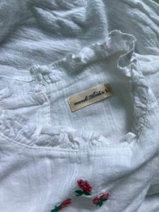 White Embroidered Casual Dress