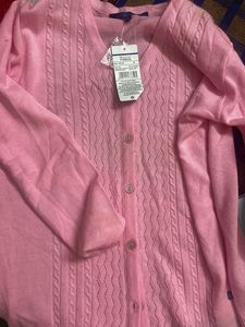 Pink Cable Knit Button-Up Cardigan