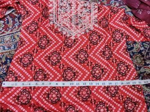 Red Bandhani Kurta Set with Sequins