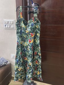 Tropical Parrot Print Summer Dress