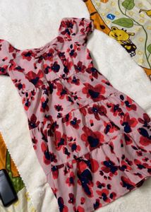 Floral Print Tiered Mini Dress