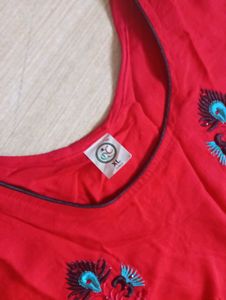 Elegant Red Embroidered Kurta