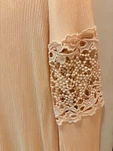 Elegant Peach Top with Lace Detail