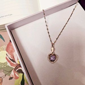 Beautiful Purple Stone Heart Anti-tarnish Necklace