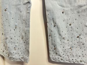 Light Wash Embellished Straight Leg Jea