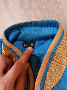Blue Kurta with Gold Trim