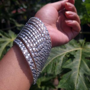 Sparkling Rhinestone Glass Bangles