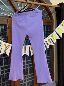 Lavender Ribbed Flare Pants
