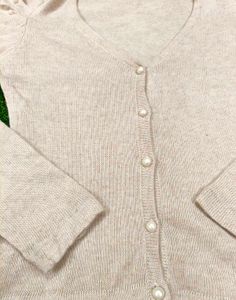 Elegant Pearl Embellished Cardigan
