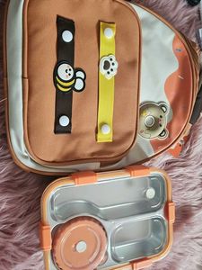 Cute Bee & Bear Backpack & Lunchbox Set