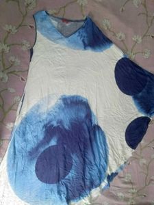 Blue Tie-Dye Asymmetrical Dress