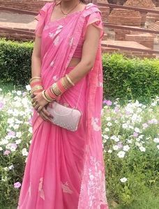 Elegant Pink Floral Saree