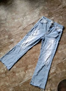 Length-35,,Light Wash Distressed Jeans