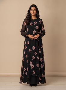 Floral Print Sheer Maxi Dress anchor Leg