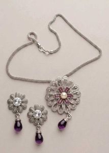 Purple  Floral Jewellery Set