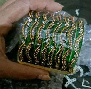 Green Beaded Bangles Set
