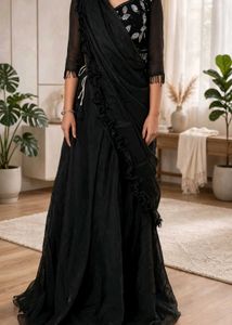 Elegant Black Saree with Embellished Blouse