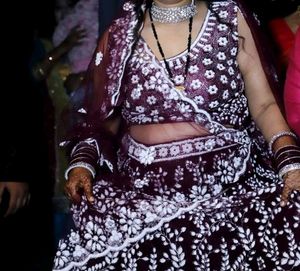 Elegant Embroidered Burgundy Lehenga