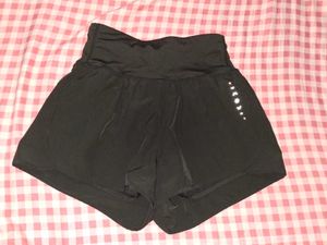 Black Running Shorts with Flower Accent