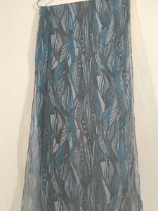 Elegant Teal & Grey Leaf Print Dupatta