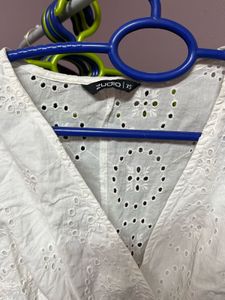Chic White Broderie Anglaise Wrap Top