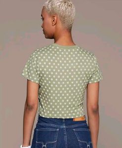 Olive Green Cropped Graphic T-Shirt