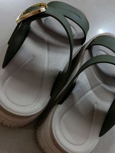 Olive Green Buckle Sandals