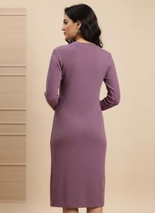 Purple Long Sleeve Dress