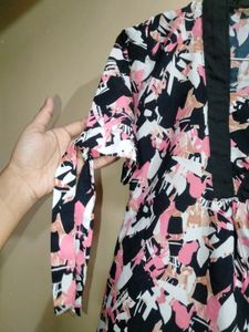 Chic Abstract Print Top style short Kurti